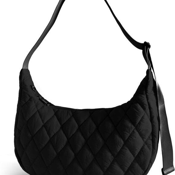 Ultra-Lightweight Quilted Crossbody Bag - Fashion Meets Functionality in Black - Picture 1 of 6